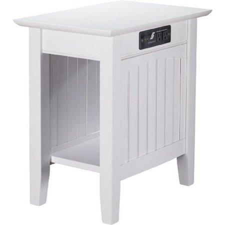 ATLANTIC FURNITURE Atlantic Furniture AH13312 Nantucket Chair Side Table with Charger; White AH13312